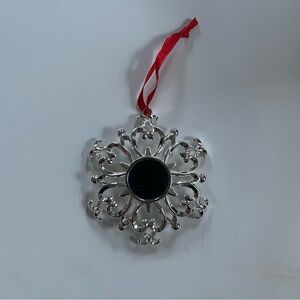 NIB Lenox Bejeweled Silver Plated Snowflake Ornament - Blue Faceted Crystal